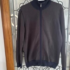 Anthony of London Zip-Up Sweater M Brown/Navy